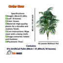 Palm Tree Tropical Artificial; Specifications; Height 80cm/31,49in;
Leaf, 18 leaves; Color, Green; Material, High-quality plastic for a durable and realistic finish; Care Instructions, Wipe clean with a damp cloth; Usage scenarios, Indoor and Outdoor; Placement, Floor; Contains,
01 * Artificial Palm, 80cm / 31,49  Inch, 18 leaves; Order Now; Vibe houses