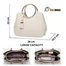 Bag - Eco-leather (PU) - three images together with details of the bag and measurements; 22 cm*28cm*10.5cm; vibe houses