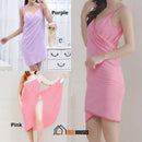 wearable, Towel Wearable Handle Bath Towels for Women; three images together; purple towel; pink towel; vibe houses
