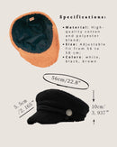 Cap | BelleMar sailor beret, the image shows, Specifications,  Material: High-quality cotton and polyester blend; Size: Adjustable fit from 56 to 58 cm; Colors: white, black, brown, vibe houses