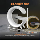 Clock alarm; Little G; Bluetooth wireless stereo with multiple lighting modes;  Product size, 6.14in/15.61cm, 2.2in/5.67cm, 5.9in/15cm;  Package Included, 1* Clock Alarm Wireless Stereo Bluetooth - Little G; vibe houses