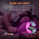 Clock alarm; Little G; Bluetooth wireless stereo with multiple lighting modes; SLEEP-AID LIGHT; The best version of yourself starts with the best sleep. Helps you relax before bed and get the sleep you've always dreamed of. image a couple is sleeping