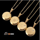 Pendant necklace. Initial AZ - Semi jewel. 18k gold plated. On top of black fabric highlights the beauty of four pendant necklaces with the letters A B C E. vibe houses