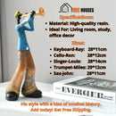 Image with Trumpet - Milles. And on the other side there is. Specifications: Material: High-quality resin. Ideal For: Living room, study, office decor. Sizes: 
Keyboard-Ray: 28 * 11 cm.
Cello-Ron: 28 * 12 cm.
Singer-Louis: 28 * 14 cm.
Trumpet-Miles: 29 * 12 cm.
Sax-John: 28 * 11 cm. His style with a hint of musical history. Add today! Get Free Shipping. Vibe Houses.