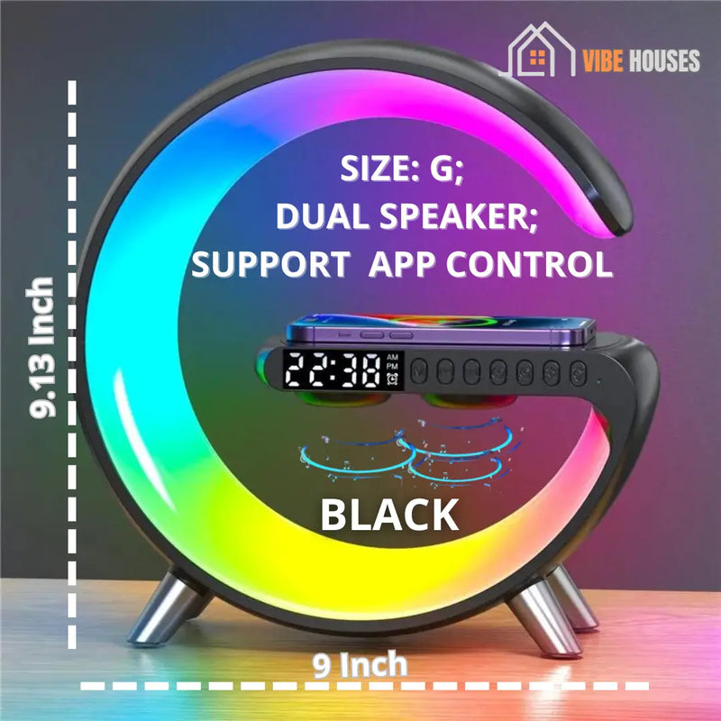 Alarm Clock, Size: G, 9.13 Inch, 3.3 Inch, 9 Inch; DUAL SPEAKER, 
SUPPORT  APP CONTROL, Color Black,  Buy Now! Vibe Houses