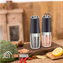 Salt and Pepper Grinder; Two beautiful sets of salt and pepper grinders; In color Black; In a culinary environment. vibe houses