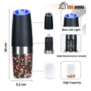 A beautiful Salt and Pepper Grinder. details in the image. Blue LED light. Battery compartment (not included). High capacity grinding; Size: 20cm x 5.2cm. vibe houses
