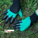 Waterproof gardening gloves with claws. Color: Green. Image: Hands dig with their fingers, with gloves on, in a grassy field. order now; Vibe Houses
