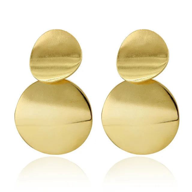  Pair of Earrings; Golden Double Disc, Modern Geometric semijewelry;  order now; Vibe Houses