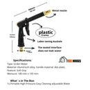 High Pressure Washer - Water jet pressure washer specifications. Material: Aluminum alloy ABS plastic; Feature: Soft grip; Measurement: 14.5cm x 18cm/145mm x 180mm; Color: Black. In the box 01 Portable high pressure water. AquaFoam Pro by Vibe Houses; Order now!