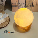 Full Moon, 3D lampshade - This one is lit, on top of a shelf next to books; cute little nignt light, illuminate a good mood; vibe houses