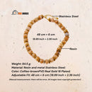 Necklace | Terra Gold - Brown color. Weight: 84.5 g; Material: Resin and metal Stainless Steel; Color: Coffee-brownPVD Real Gold 18 Plated; Adjustable Fit: 48 cm + 6 cm (18.89 Inch + 2.36 Inch); (Manual meansurement, there will be erros. All images have copyright protection); vibe houses