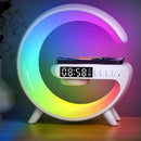 Clock alarm; Little G; Bluetooth wireless stereo with multiple lighting modes; model White, wireless speakesr, wireless charging, clocks alarms, Vibe houses