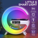Clock alarm; Little G; Bluetooth wireless stereo with multiple lighting modes;  model wihite, Clocks Alarms, Wake-up Light, 3D Surround
Sound, Wireless Charger, 15W wireless fast charging; vibe houses