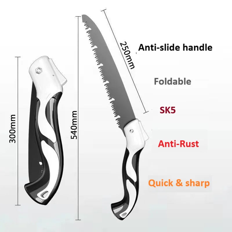 Saw carbon fiber bending. Average size: (250mm Blade).(300mm Cable). Anti-slip. foldable. SK5. Anti-rust. Fast and sharp.  Vibe Houses