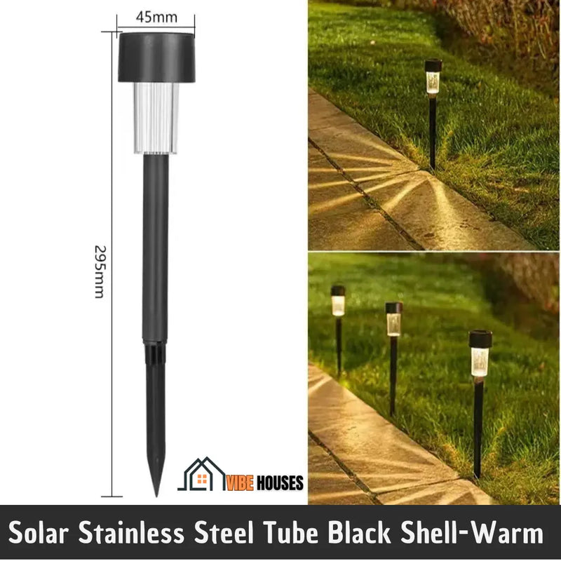 Solar Powered Garden Lights, Solar Stainless Steel Tube Black Shell-Warm; Buy Now; Vibe Houses