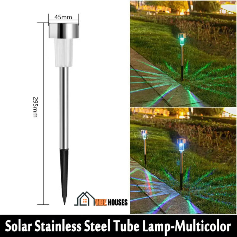 Solar Powered Garden Lights, Solar Stainless Steel Tube Lamp-Multicolors; Buy Now; Vibe Houses