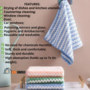 Towel - Image of a blue towel suspended on the wall and three others on a table. Message written in the image: FEATURES; Drying of dishes and kitchen utensils; Countertop cleaning; Window cleaning; Dust; Car windows; Polishing mirrors and glass; Hygienic and antibacterial; Reusable and washable; No need for chemicals Harmful; Soft, thick and comfortable;
Sturdy and durable; High absorption (holds up to 7x its weight). Order Now; Vibe Houses