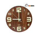 Wall Clock Luminous  Wood - Gentle glow on the pointers and numbers. Size: 10,8 inch / 27,5 cm diameter; Color: Wood. Order now and enjoy FREE shipping! Vibe Houses.
