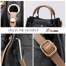 bag - Urban Ease; black color; live in the moment; four images together; vibe houses