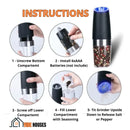 A beautiful salt and pepper grinder. Instructions. 1 unscrew bottom compartment, 2 install AAA batteries (not include), 3 screw off lower compartemt, 4 fill lower compartment with seasonig, 5 tit grinder upside down to release salt or pepper. vibe houses