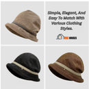 Three bucket hats for winter. Different colors: brown, khaki, black; Made of soft and comfortable corduroy, it offers warmth against the cold. Simple, elegant; Vibe Houses style.